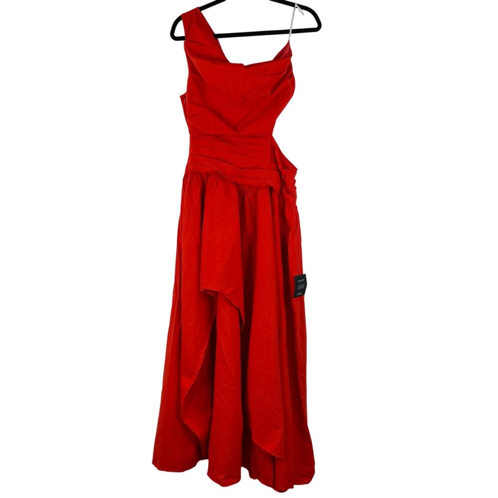 Lulu's Sunny Persuasion red Linen Blend Cutout One-shoulder Midi dress size XL